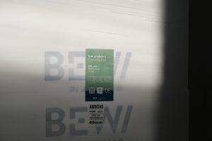 Etiqueta do material EPS 100 GreenLine com 30% de matéria-prima reciclada incorporada.